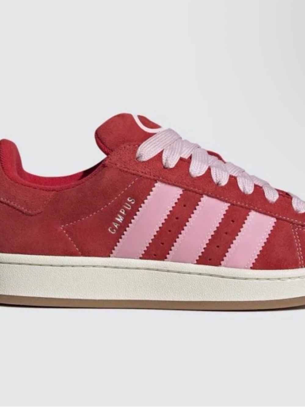 adidas Campus Women’s Suede Sneaker - Red with Pink Stripes